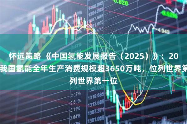 怀远策略 《中国氢能发展报告（2025）》：2024年我国氢能全年生产消费规模超3650万吨，位列世界第一位