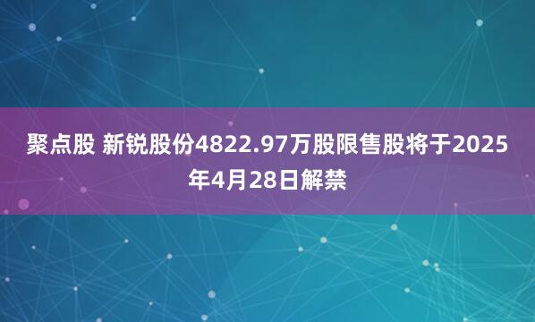 聚点股 新锐股份4822.97万股限售股将于2025年4月28日解禁